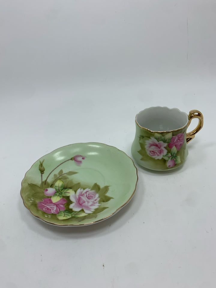 VTG HERITAGE GREEN TEACUP/SAUCER.