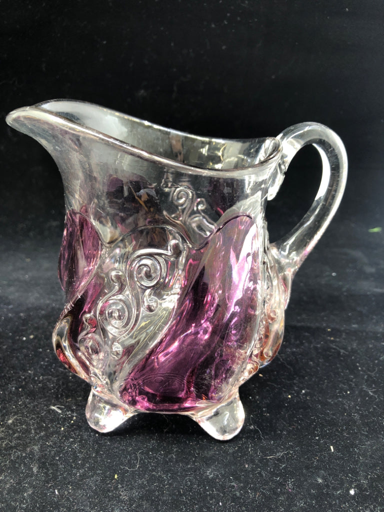 LARGE PURPLE SWIRLED SUGAR AND CREAMER.