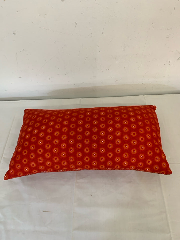 RED & ORANGE RECTANGLE PILLOW CIRCLE DESIGN.