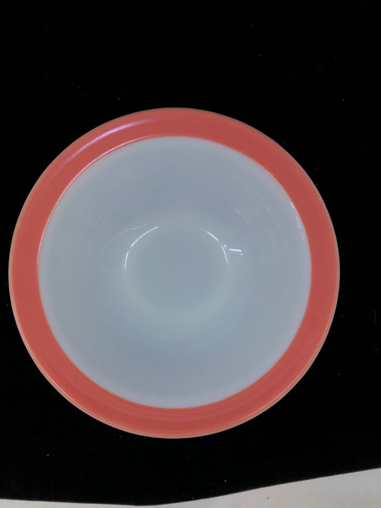 VTG SERVING BOWL W PINK RIM.