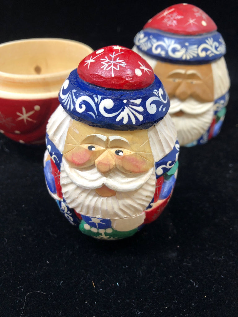 3PC HAND-CARVED SANTA NESTING DOLLS.
