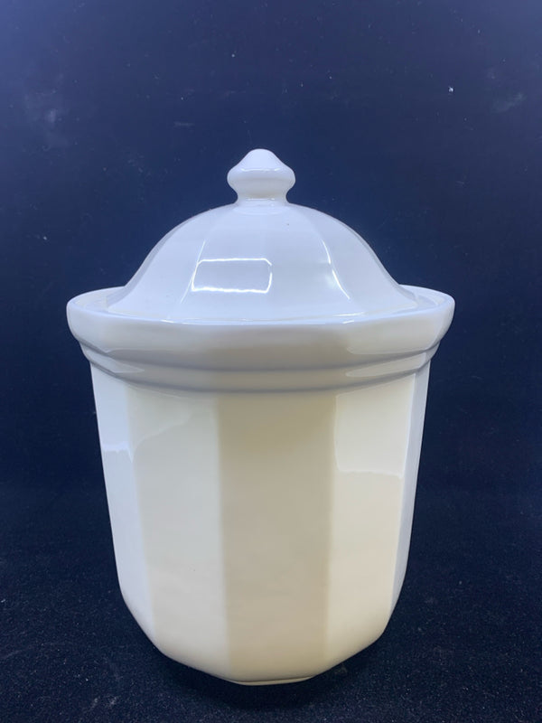 WHITE PFALTZGRAFF CANISTER AND LID.