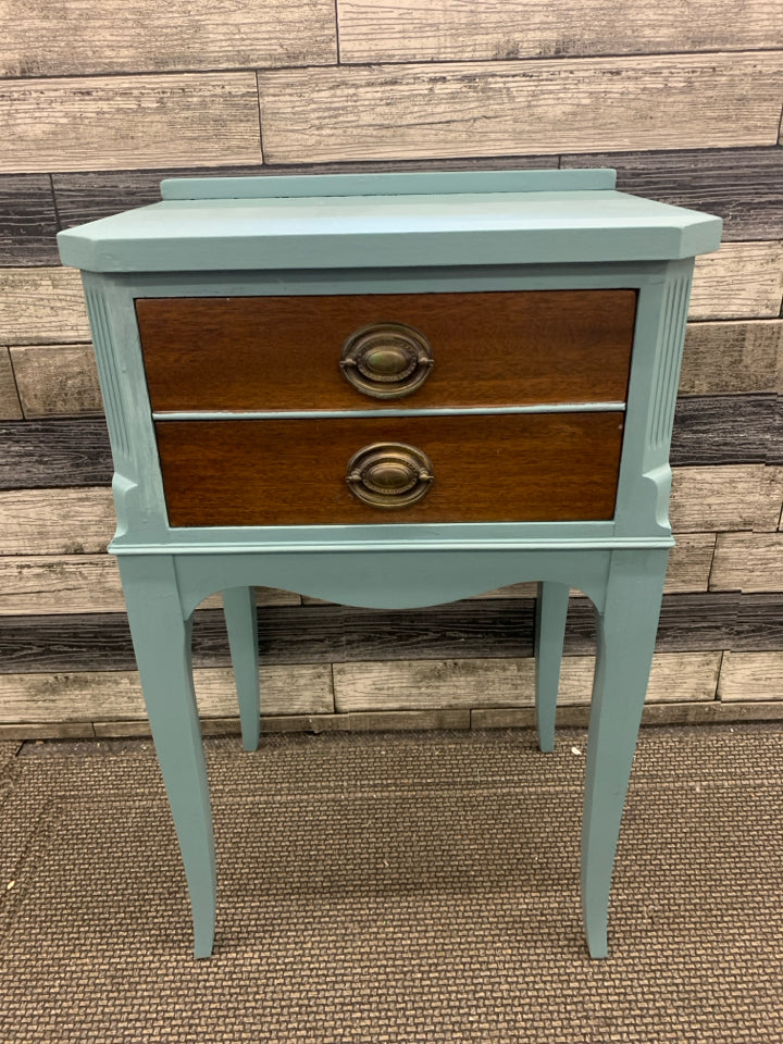 TEAL 2 DRAWER NIGHT STAND.