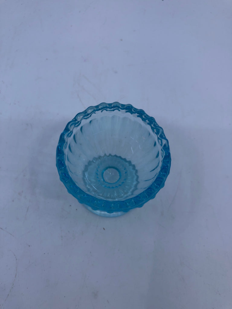 LIGHT BLUE FOOTED TOOTHPICK HOLDER.