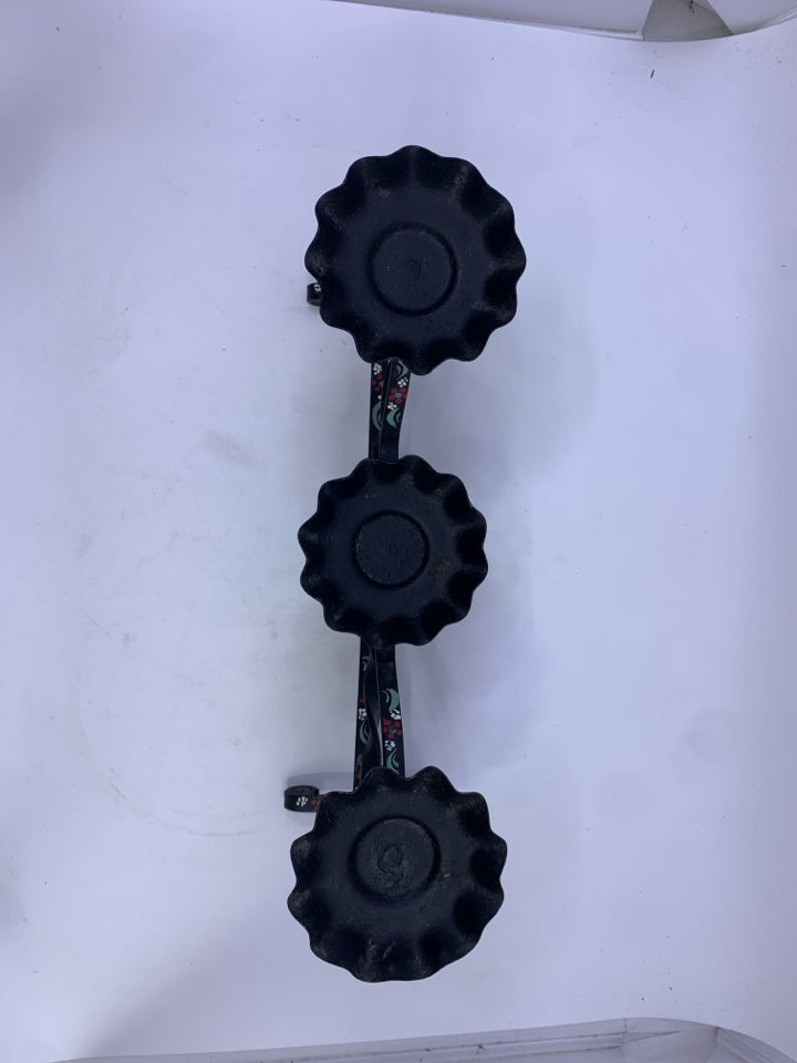 3 SECTION FLORAL PAINTED CANDLE HOLDER.