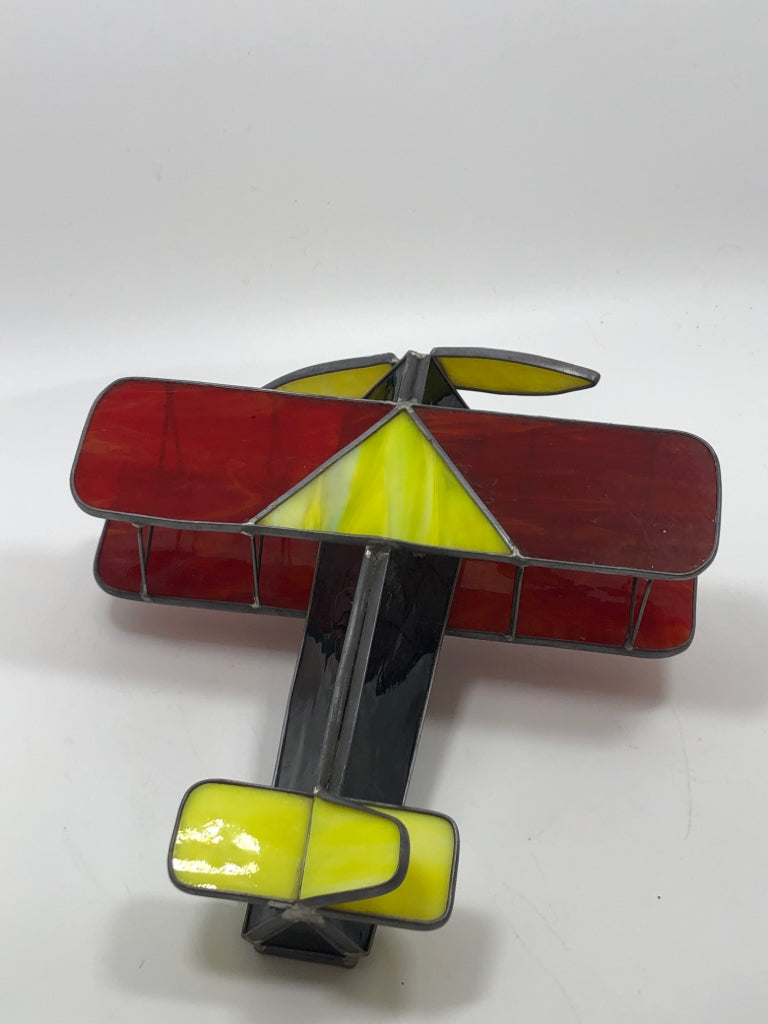 STAINED GLASS AIRPLANE FIGURE.