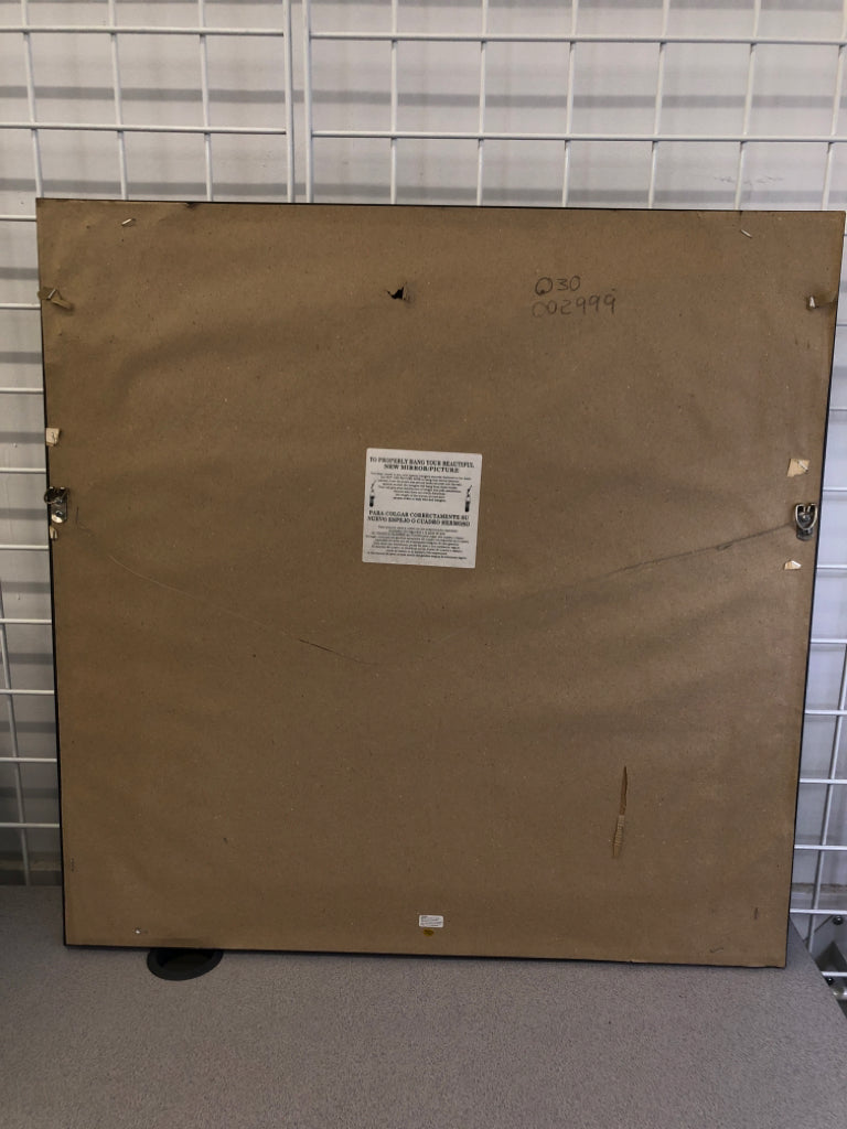 WHITE FLOWER IN LARGE BLACK FRAME.