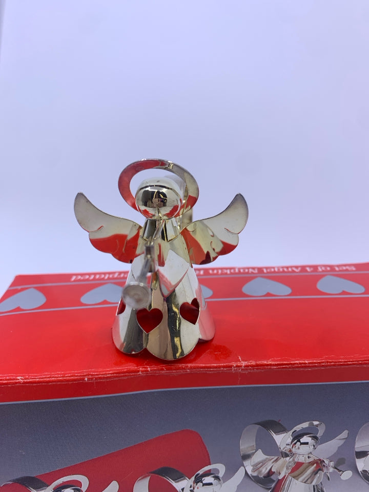 NIP 4 ANGEL NAPKIN RINGS SILVER PLATED