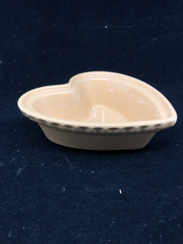 YELLOW STONEWARE HEART BOWL.