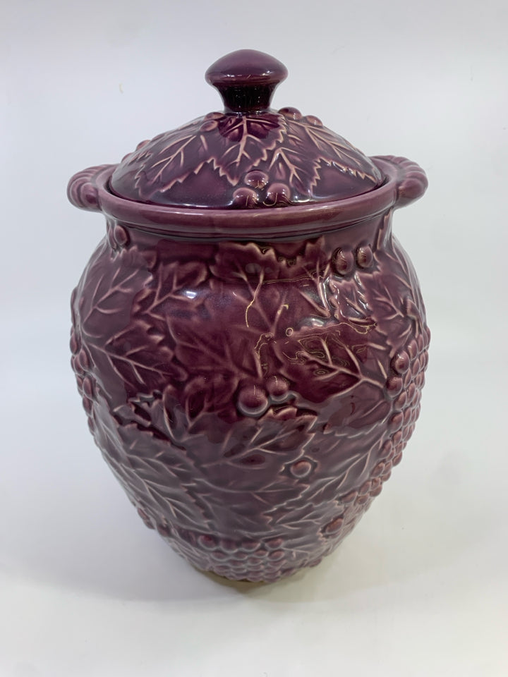 PURPLE GLAZED GRAPE CANISTER.