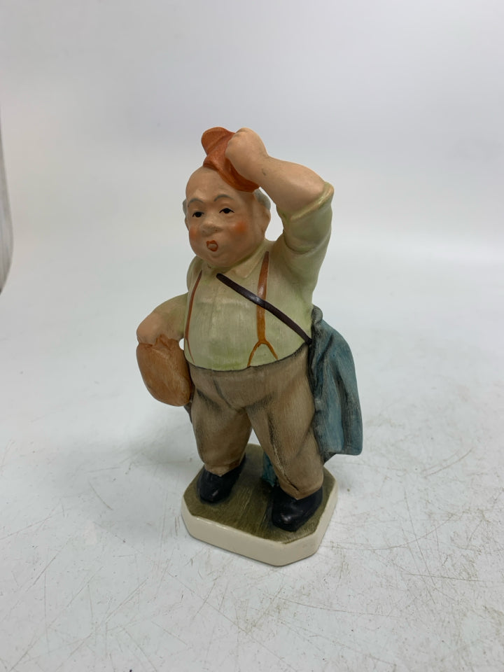 VTG FRIEDEL GERMAN MAN WIPING SWEAT OFF HEAD FIGURINE.
