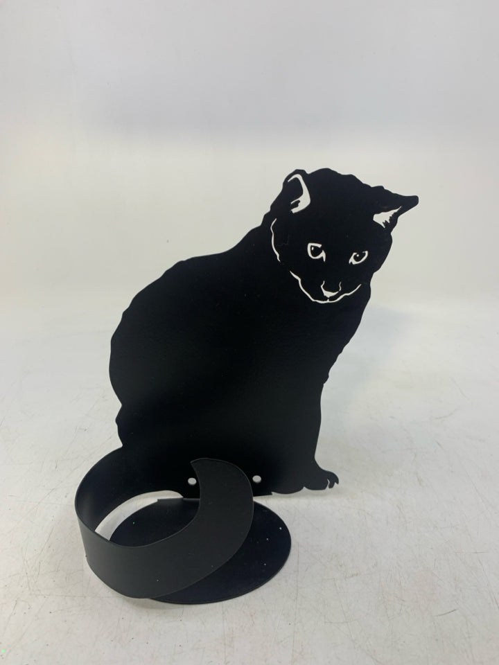 BLACK CAT METAL CANDLE HOLDER.