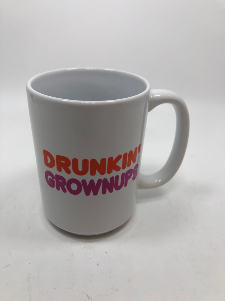 WHITE "DRUNKIN GROWNUPS" MUG.