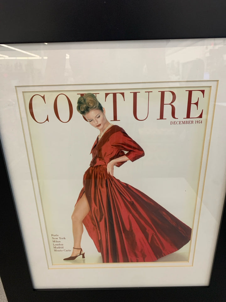 RED DRESS COUTURE PRINT IN BLACK FRAME.