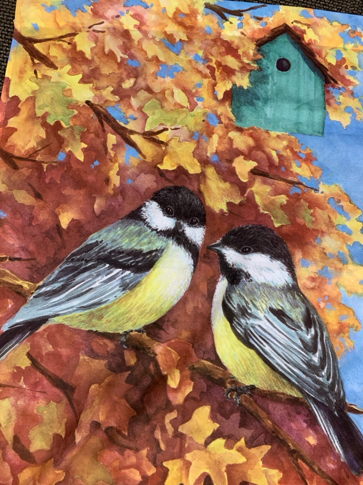 BIRDS IN FALL TREE FLAG.