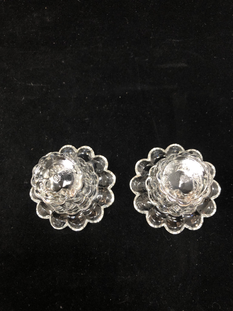 2 ITALIAN GLASS FLOWER SHAPED VOTIVE HOLDERS.