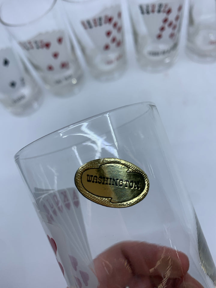 8 PLAYING CARDS GLASSES.