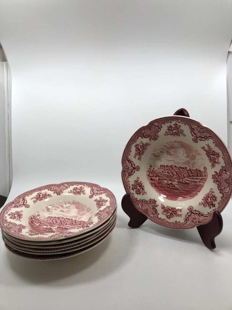 7 "WINDSOR IN 1792" JOHNSON BROS SOUP BOWLS.