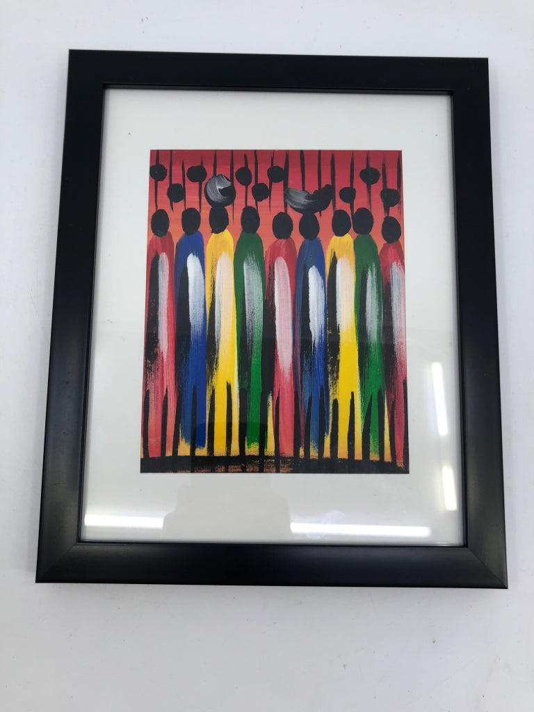 ABSTRACT PEOPLE IN BLACK FRAME WALL ART.