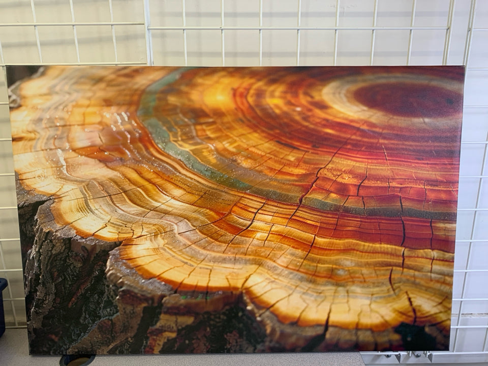 WOOD SLAB CANVAS WALL ART.