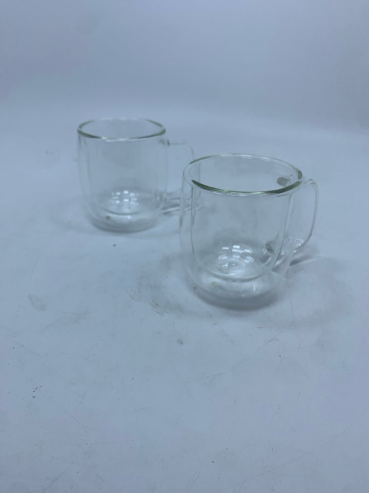 2 DOUBLE WALL ZWILLING J A HENCKELS ESPRESSO MUGS.