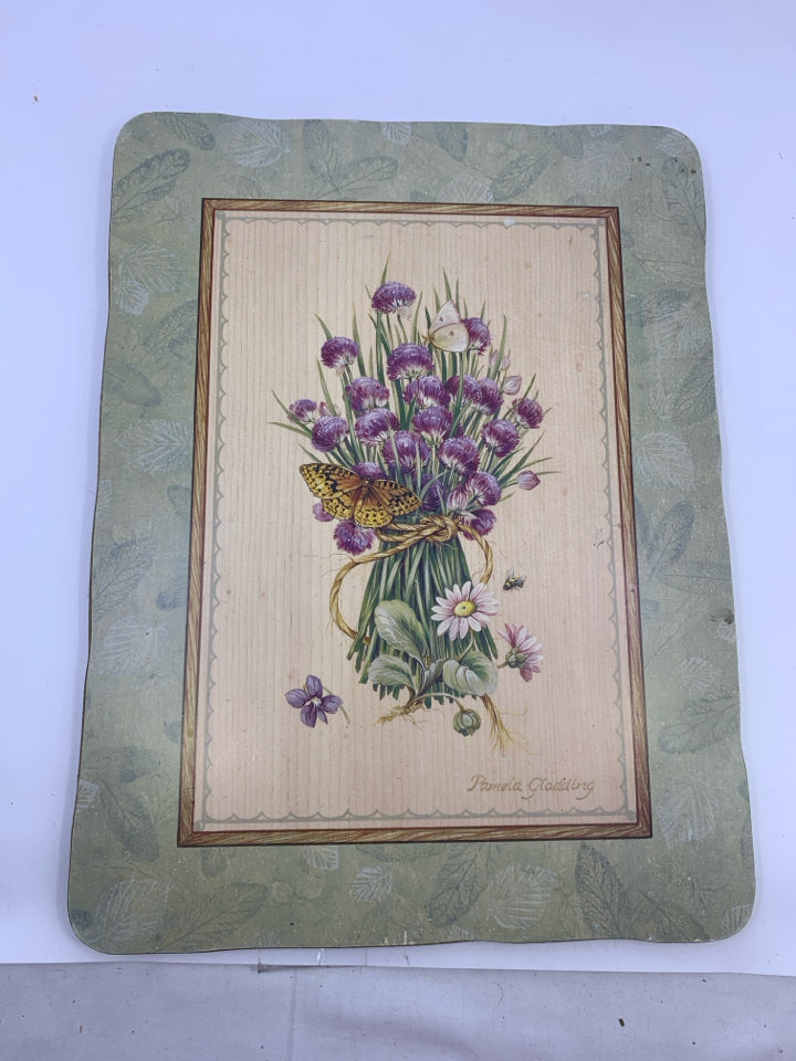 PURPLE FLORAL WALL ART.
