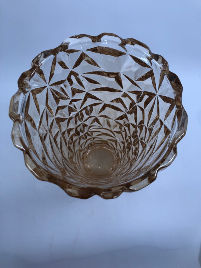 GEOMETRIC AMBER GLASS VASE.