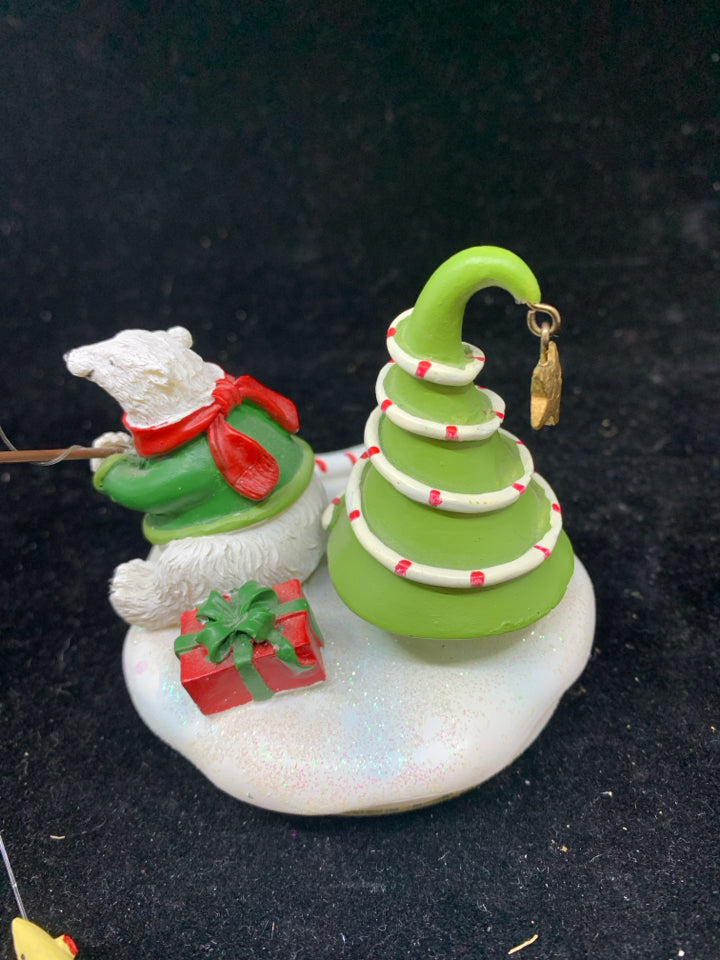 POLAR BEAR FISHING CANDLE TOPPER.