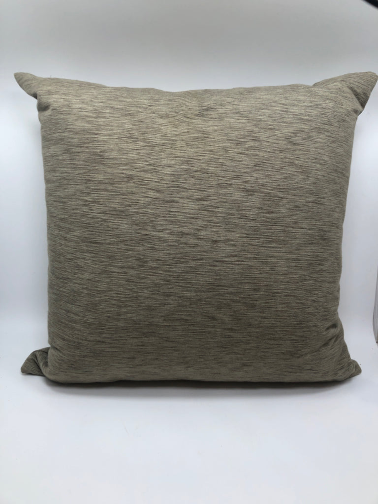 LIGHT BROWN FABRIC PILLOW.