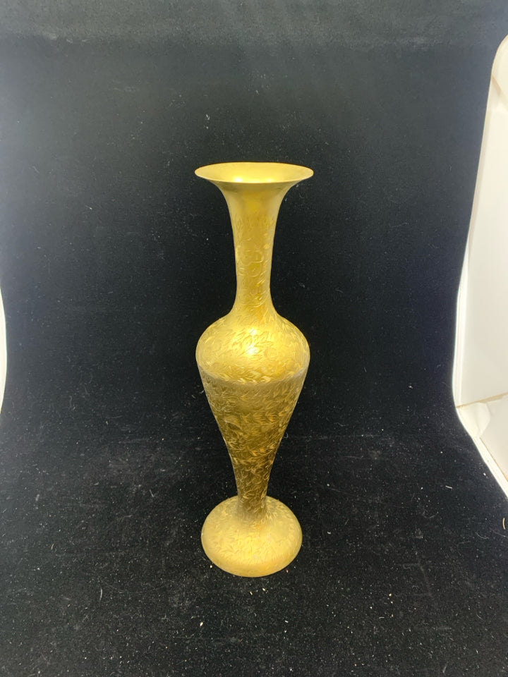 BRASS ETCHED VASE.