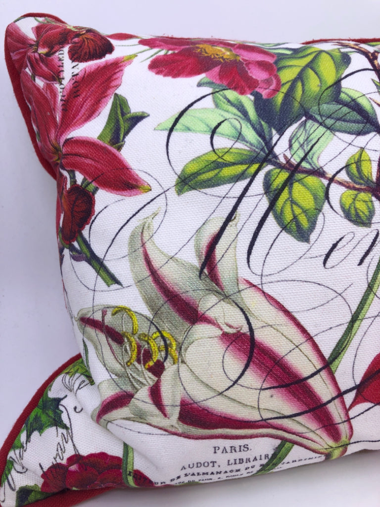 RED POINSETTIA RECTANGLE PILLOW.