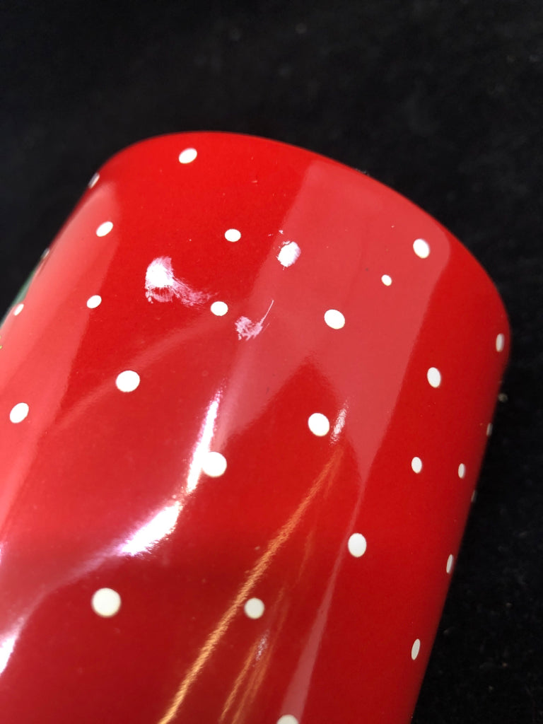 RED W/ SNOWMAN COFFEE MUG.