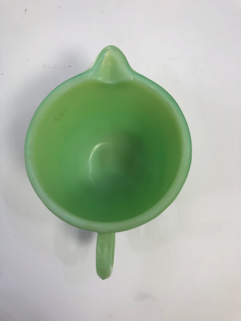 VTG JADEITE MILK GLASS CREAMER.