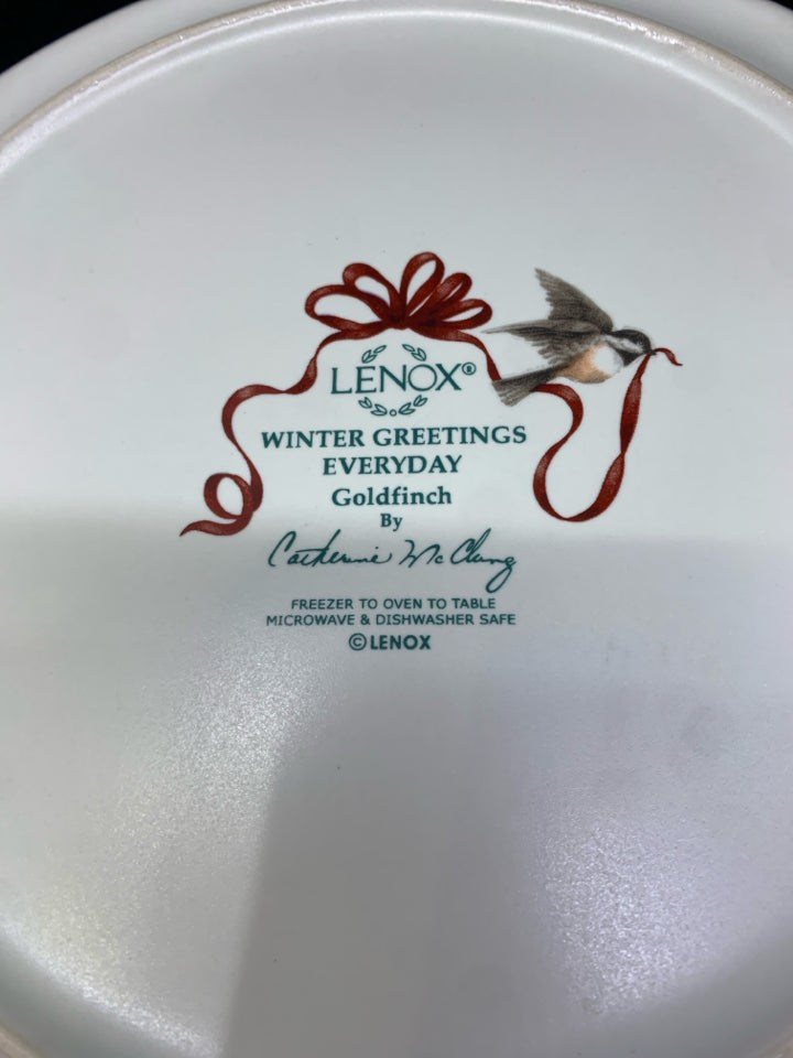 3 LENOX GOLD FINCH DINNER PLATES.