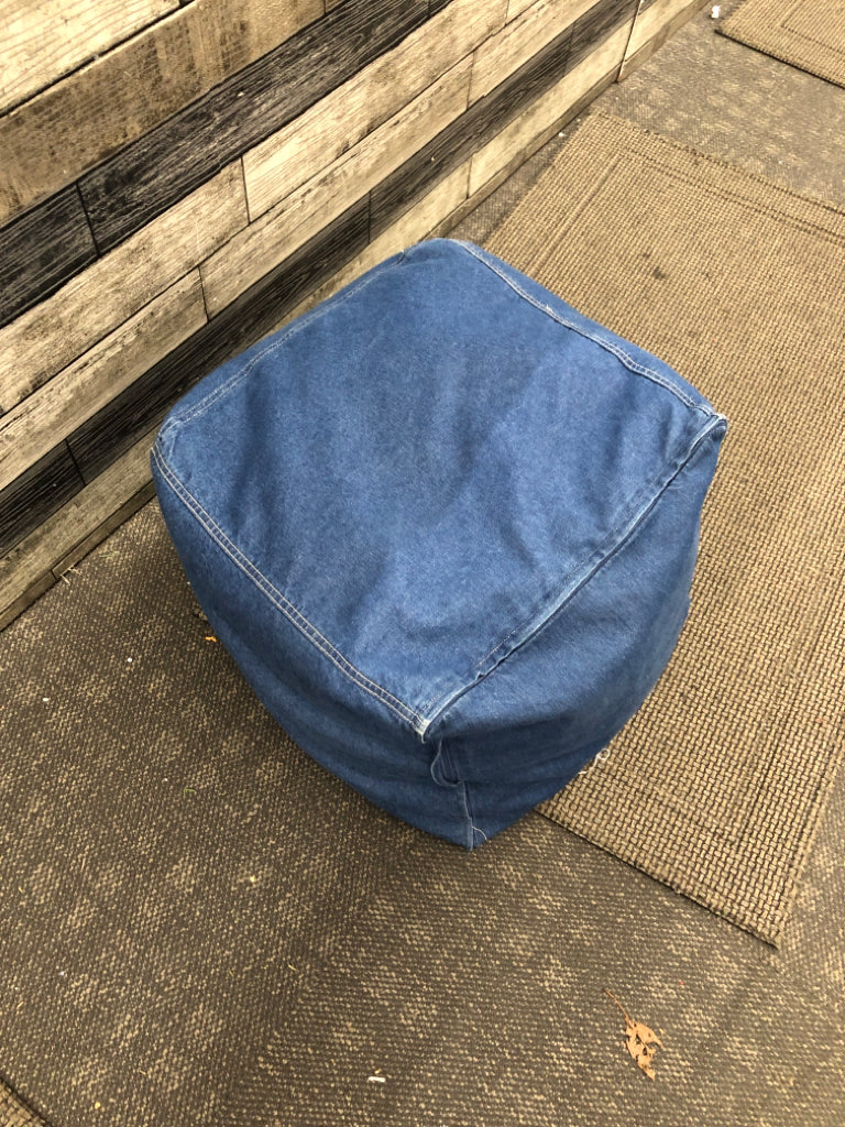 DENIM SQUARE OTTOMAN/ FOOT POOF.