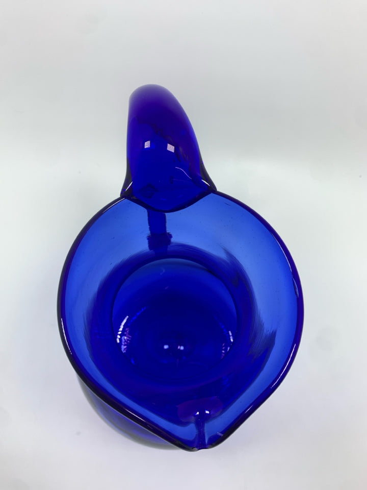 COBALT BLUE GLASS PITCHER.