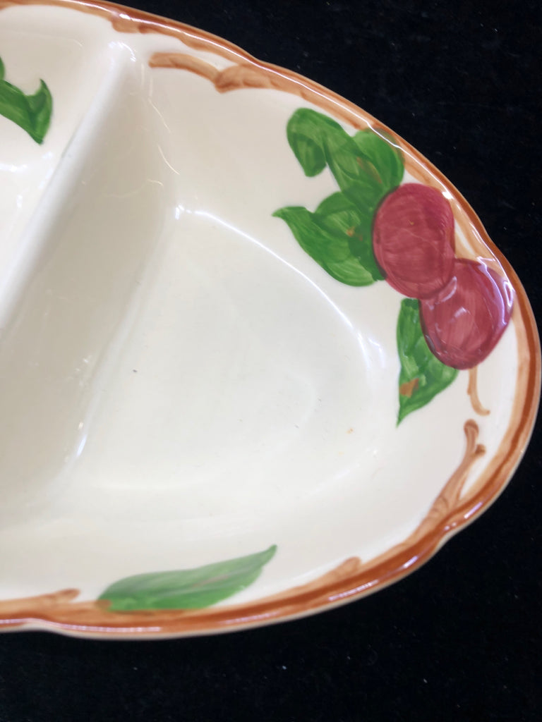 VTG APPLE CREAM DIVIDED OVAL DISH.