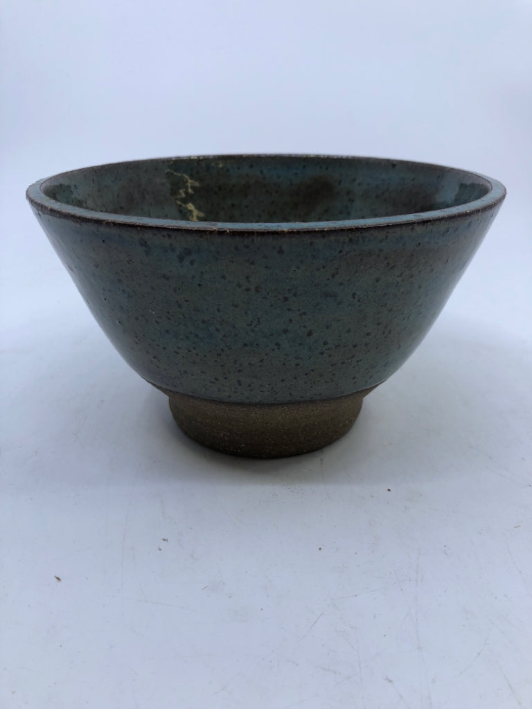 TEAL BROWN CERAMIC PLANTER.
