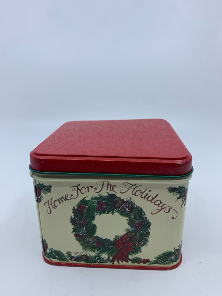 HOME FOR THE HOLIDAYS METAL TIN BOX.