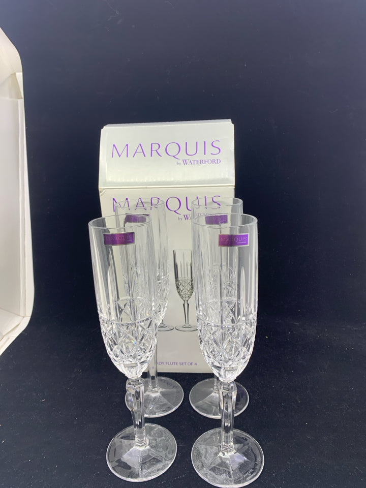 4 MARQUIS BY WATERFORD BRANDY FLUTE SET.