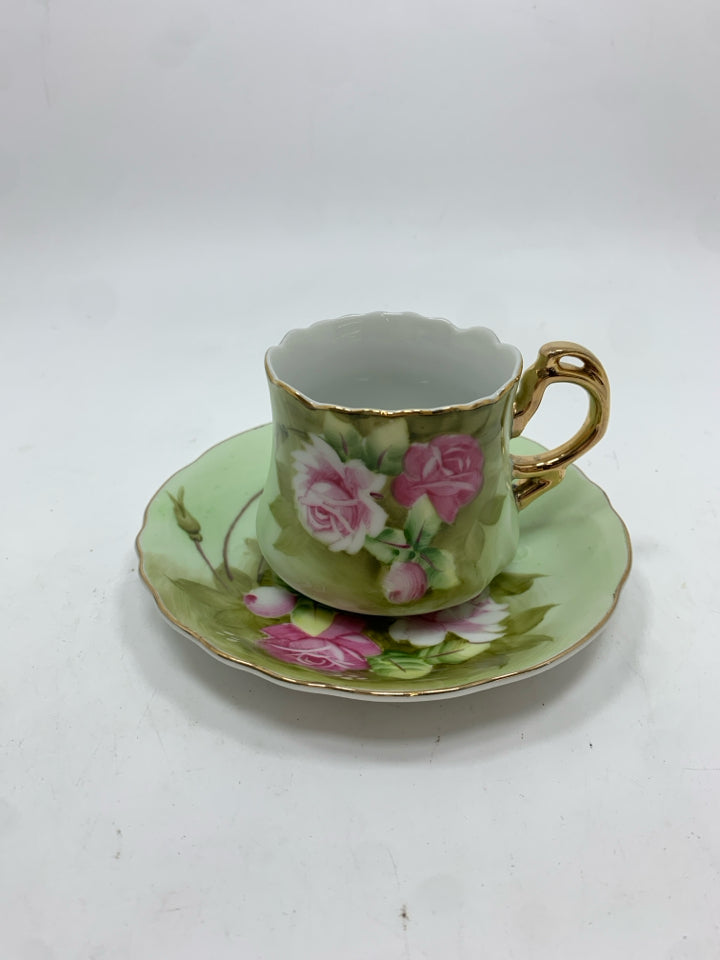 VTG HERITAGE GREEN TEACUP/SAUCER.