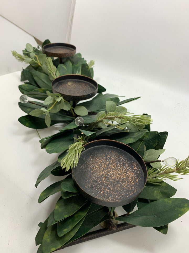 3-SPOT GREENERY & TEARDROP CANDLE HOLDER.
