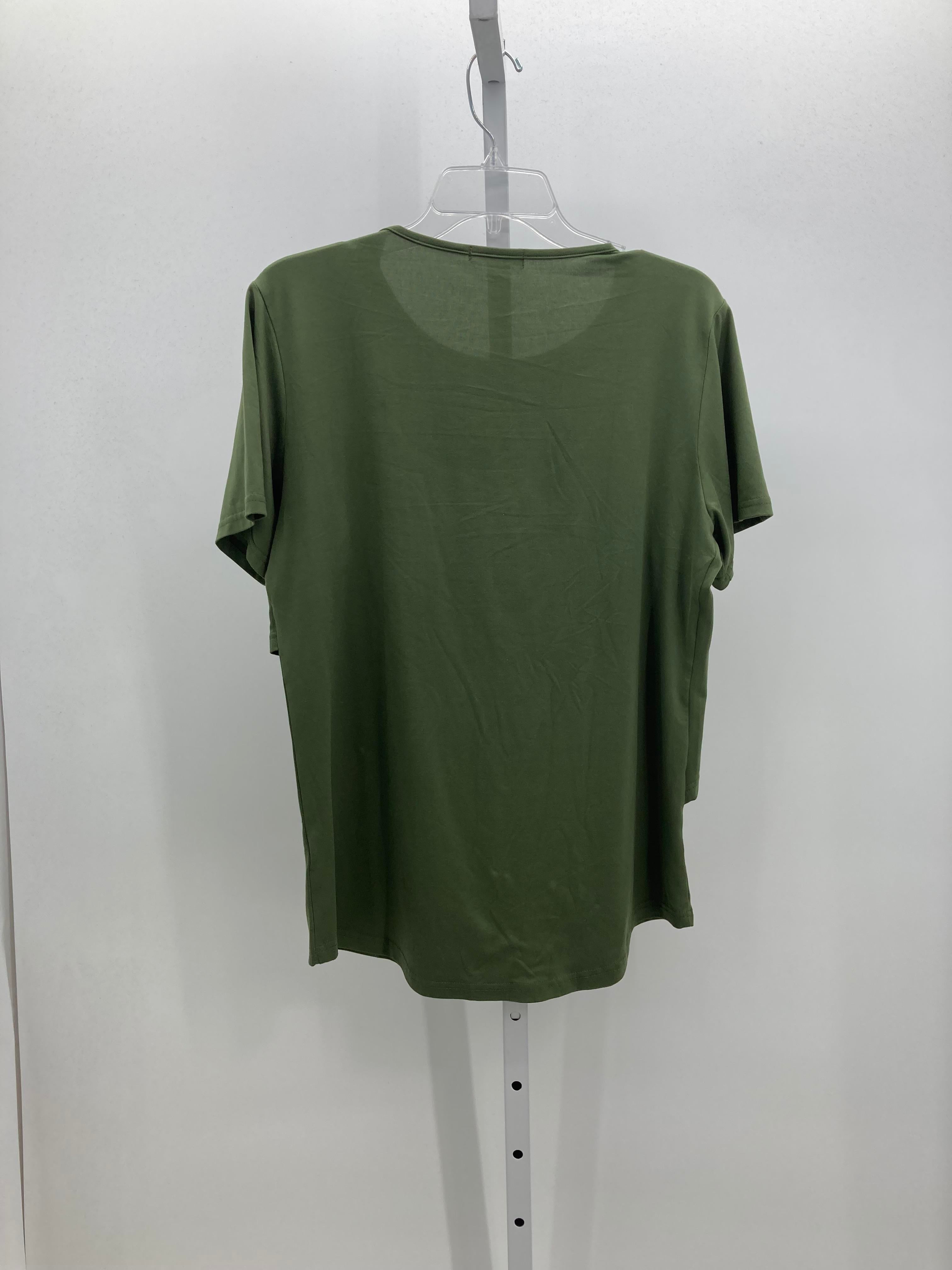 Green Size Medium Maternity Short Sleeve Shirt