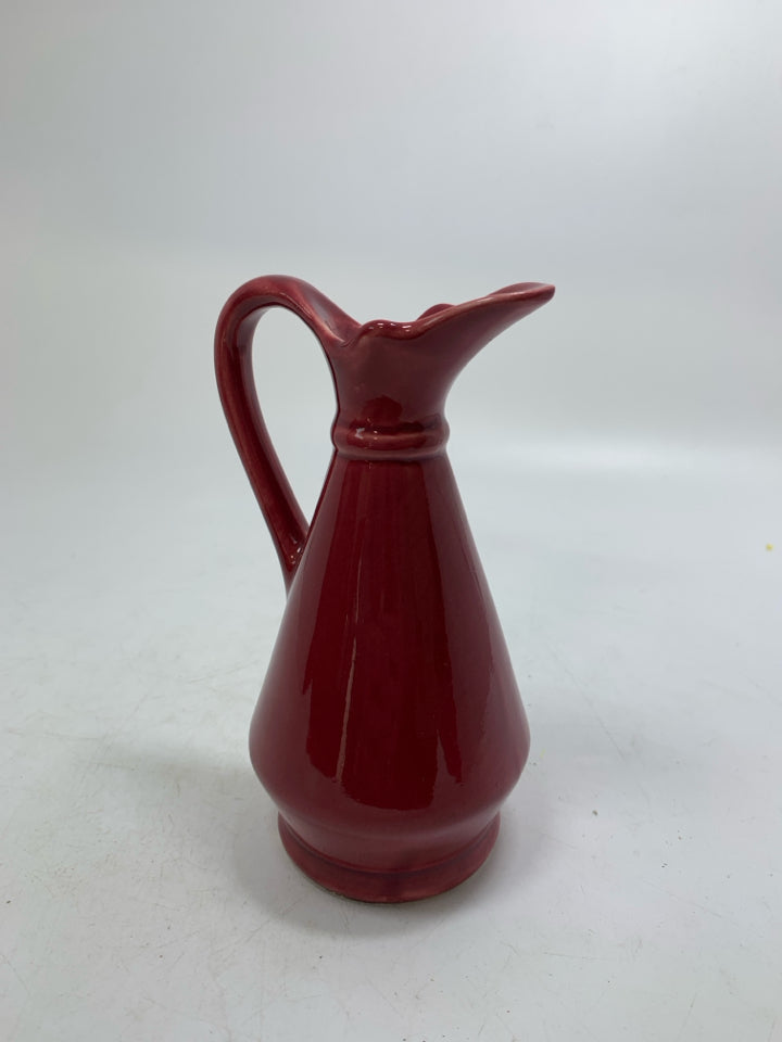 RUBY RED SMALL CERAMIC PITCHER.