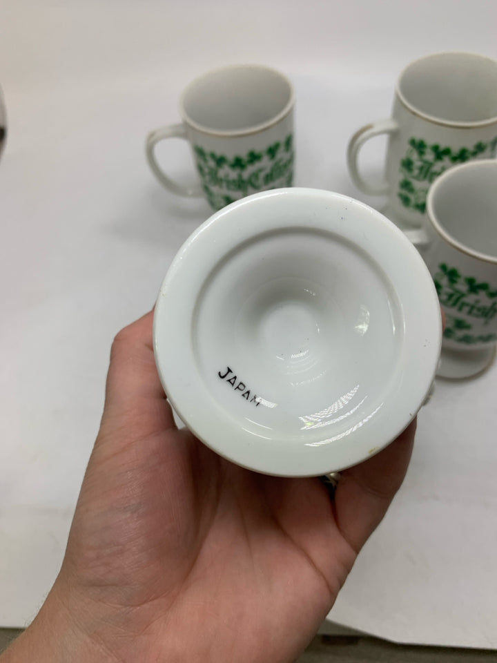 4 FOOTED IRISH COFFEE MUGS.