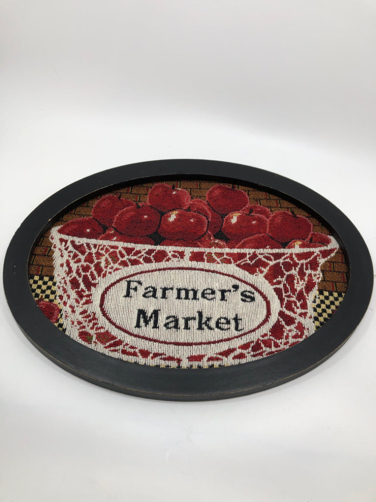 FARMERS MARKET APPLE BASKET STITCHED ARTWORK.