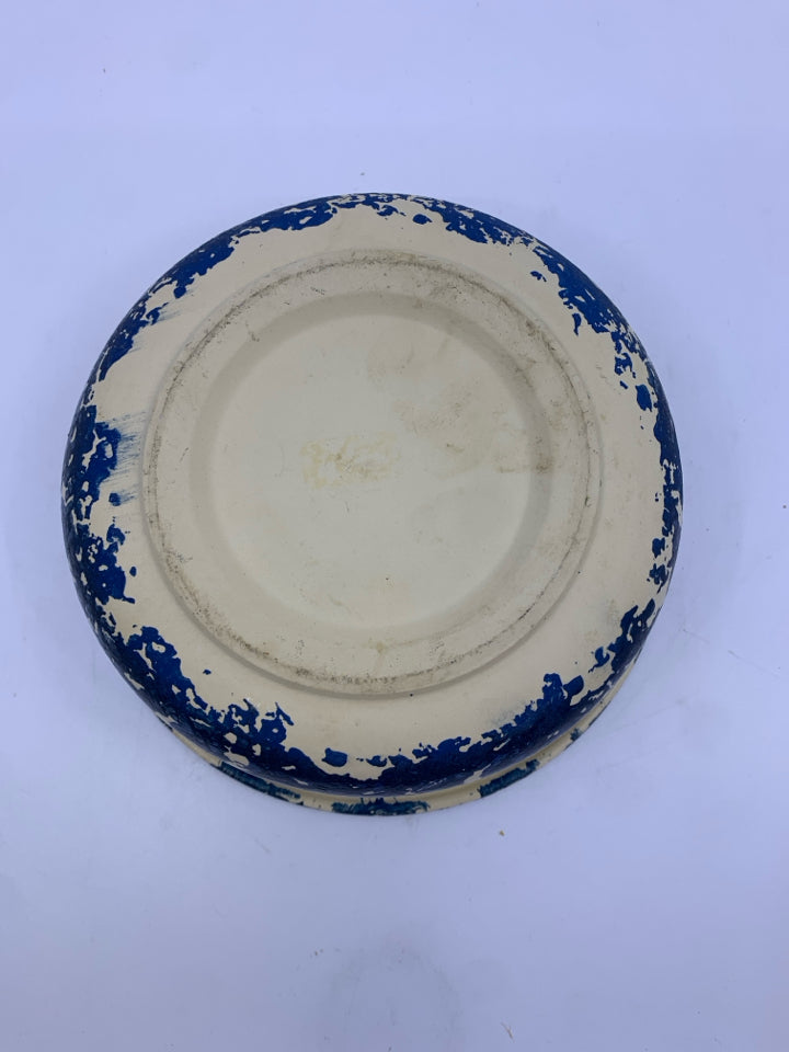 HEAVY NAVY & CREAM CERAMIC BOWL.