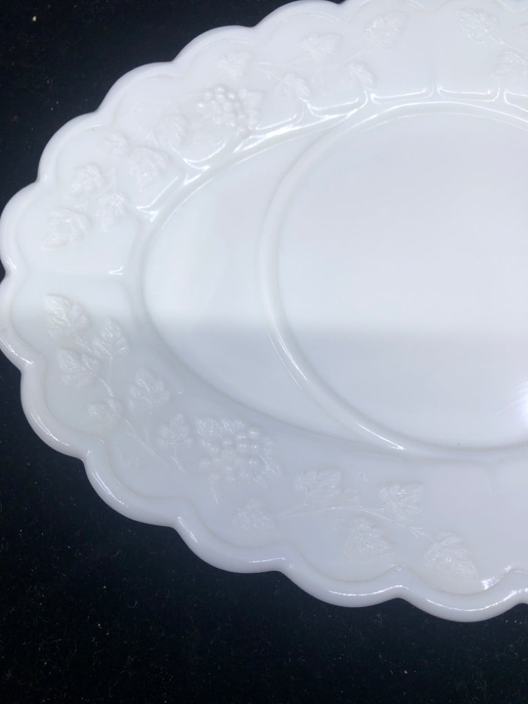 MILK GLASS CANDLE PLATE.