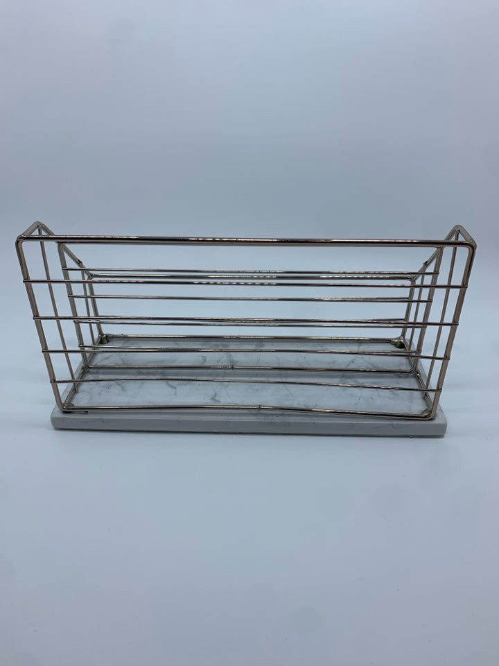 MARBLE BASE METAL DESK ORGANIZER.