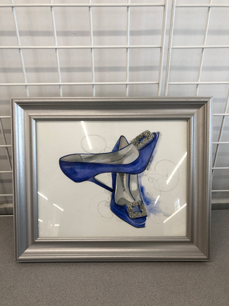 BLUE SHOES SIGNED FRAMED PRINT- AMY ERICKSON.